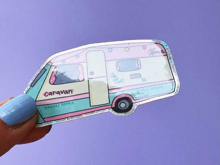 Glitter Cute Caravan Vinyl Sticker