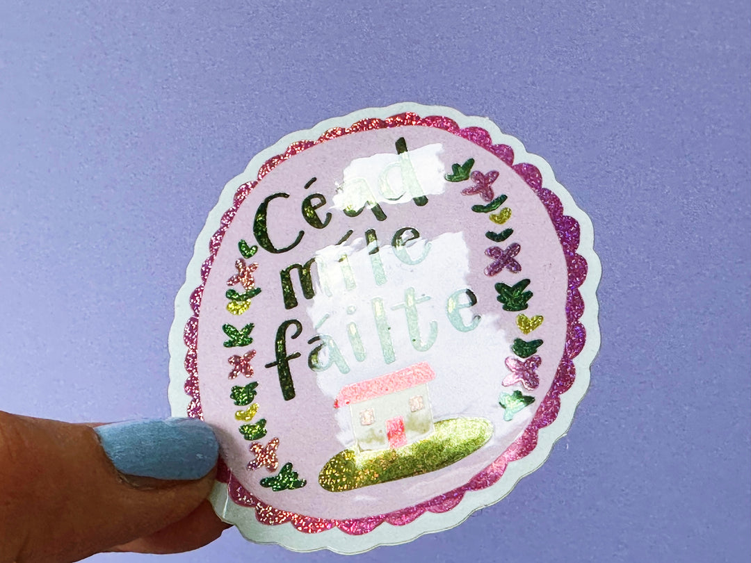 Glitter Cute Céad míle fáilte Vinyl Sticker