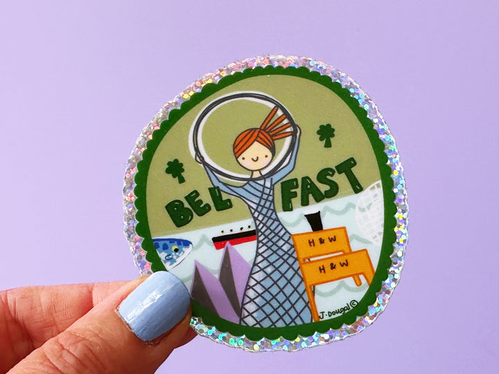 Nula with the Hula Belfast Vinyl Glitter Sticker