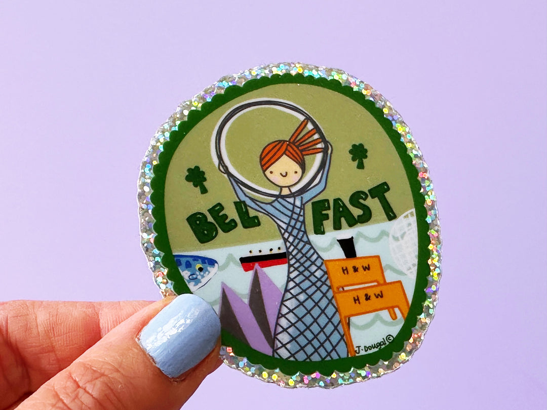Nula with the Hula Belfast Vinyl Glitter Sticker