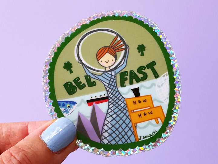 Nula with the Hula Belfast Vinyl Glitter Sticker