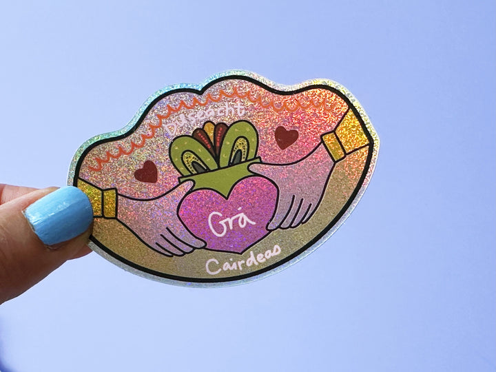 Claddagh Gra Glitter Vinyl Sticker