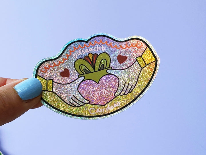 Claddagh Gra Glitter Vinyl Sticker