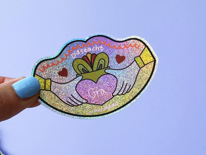 Claddagh Gra Glitter Vinyl Sticker