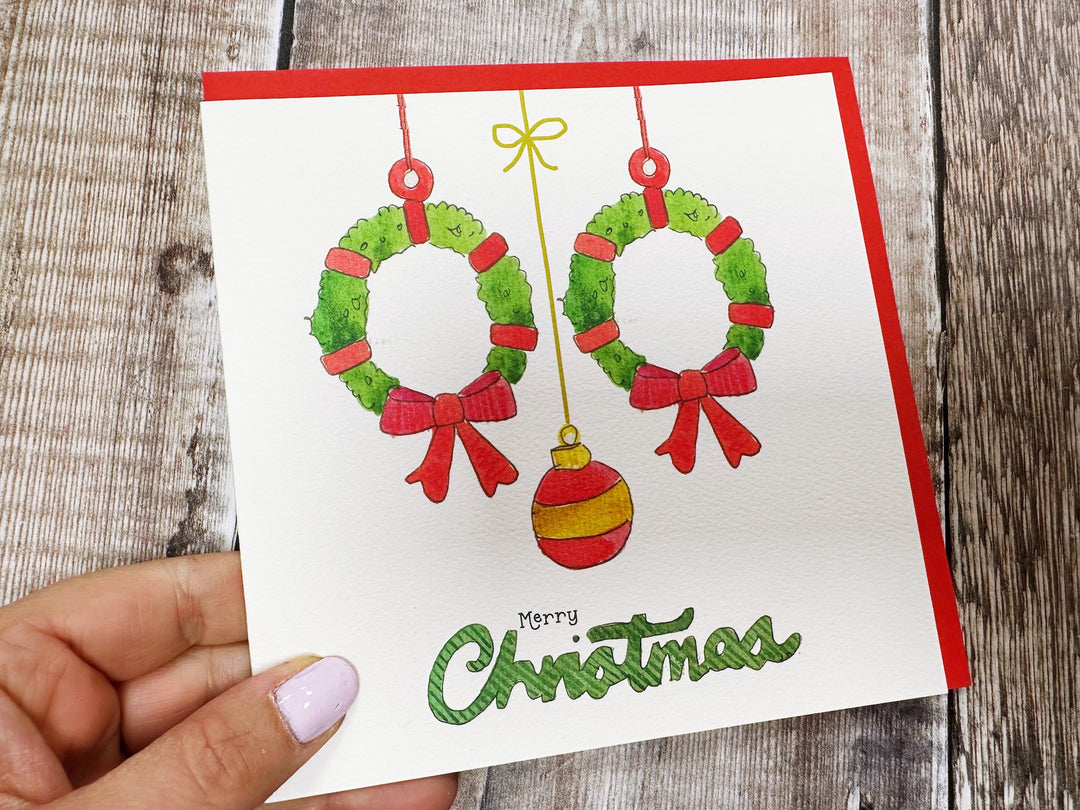 2 Little Garlands Christmas Card - Personalised