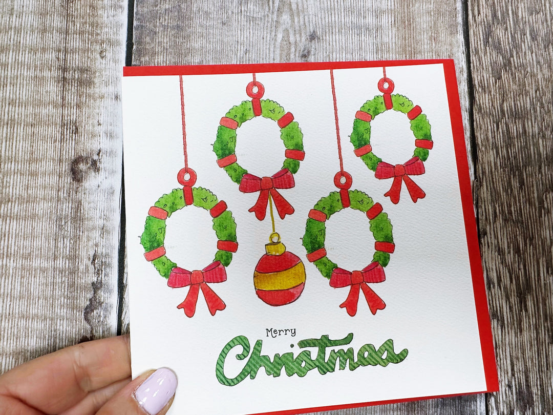 4 Little Garlands Christmas Card - Personalised