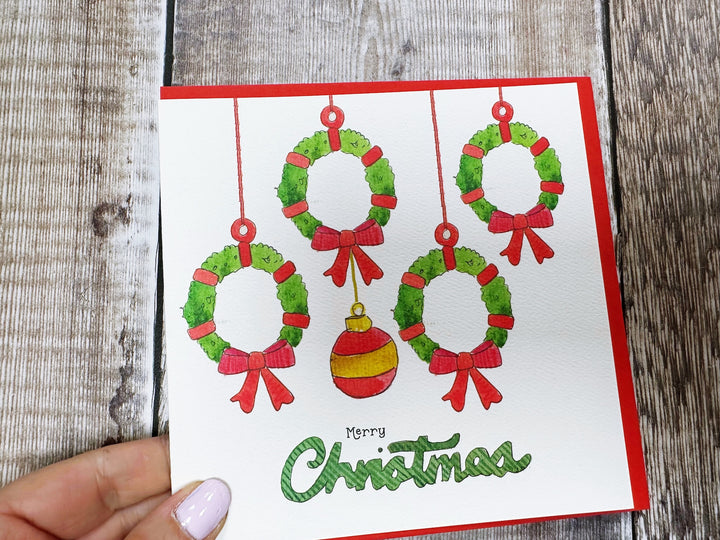 4 Little Garlands Christmas Card - Personalised