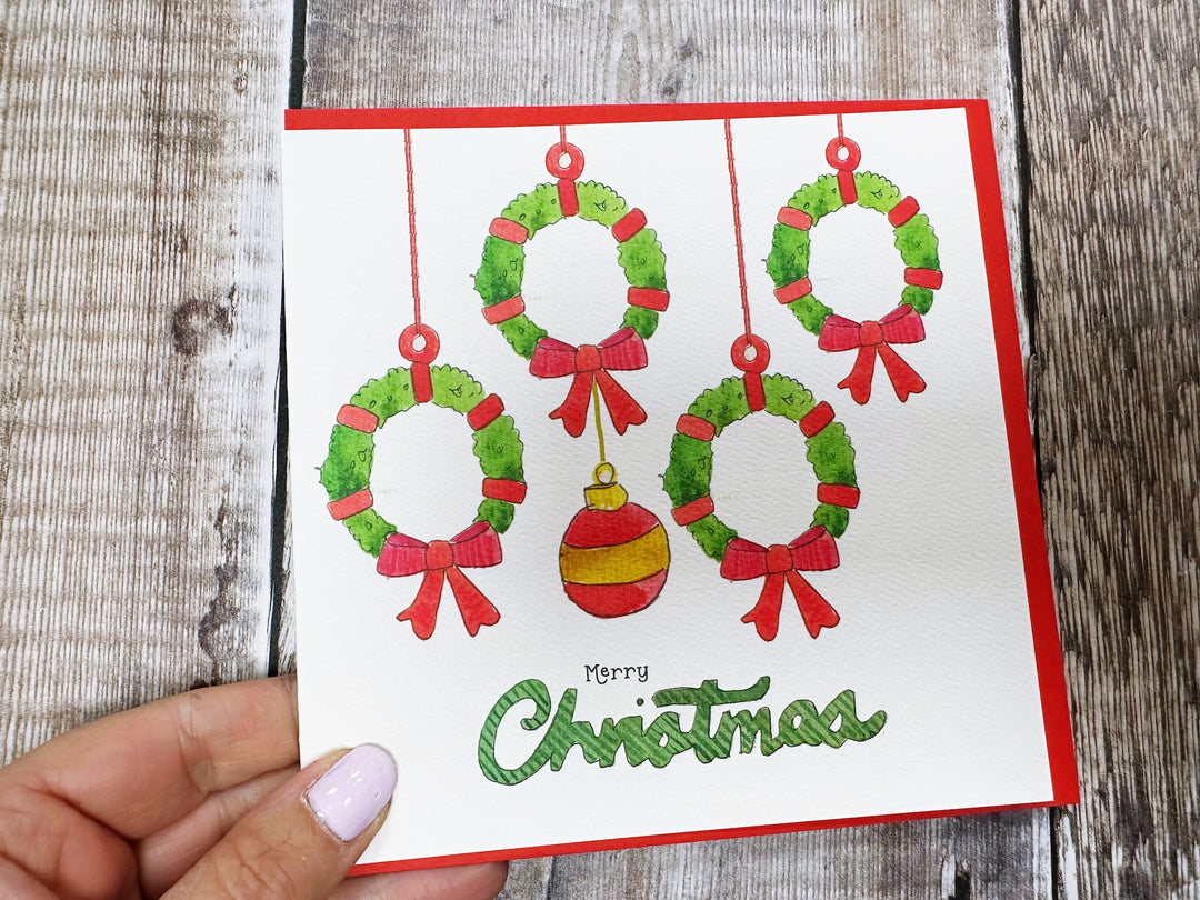 4 Little Garlands Christmas Card - Personalised