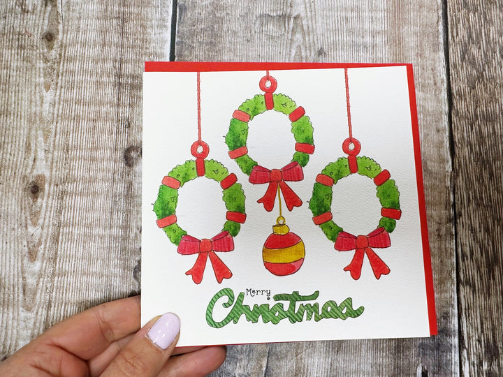 3 Little Garlands Christmas Card - Personalised