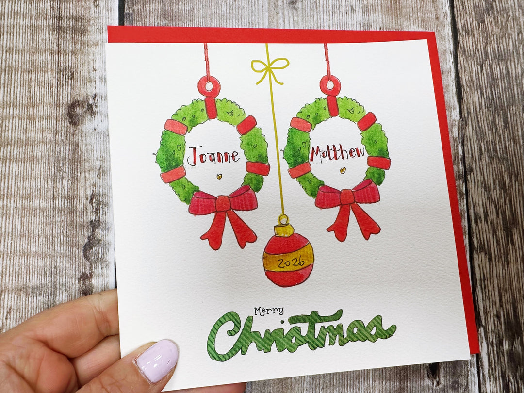 2 Little Garlands Christmas Card - Personalised
