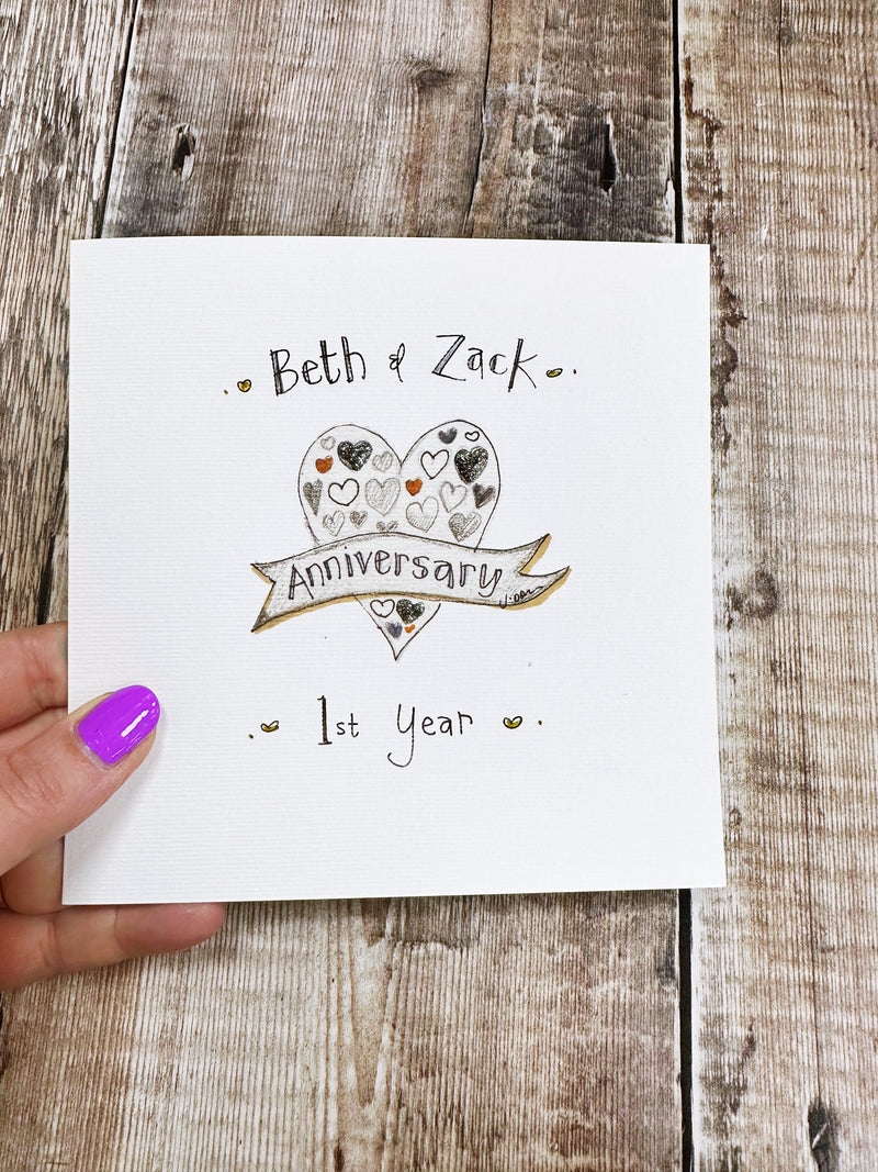 Anniversary Heart Card - Personalised