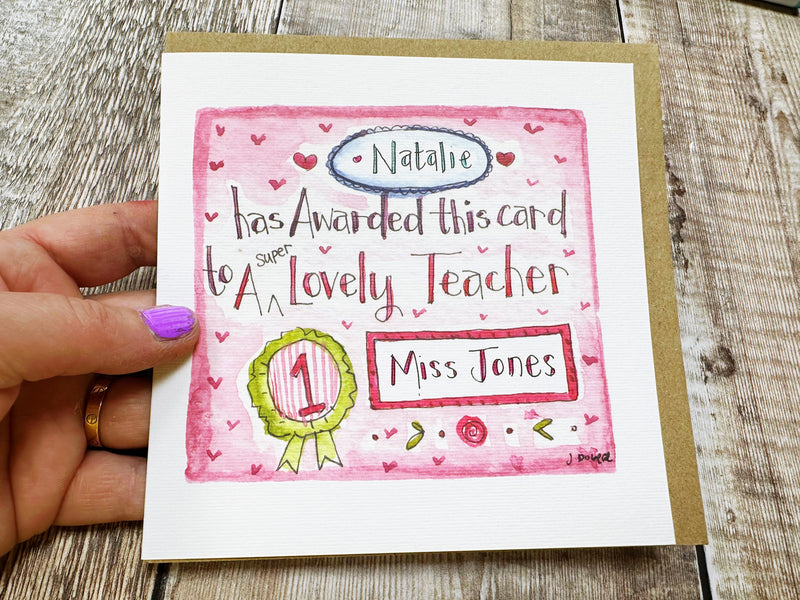 Awarded to the Best Teacher Card - Personalised