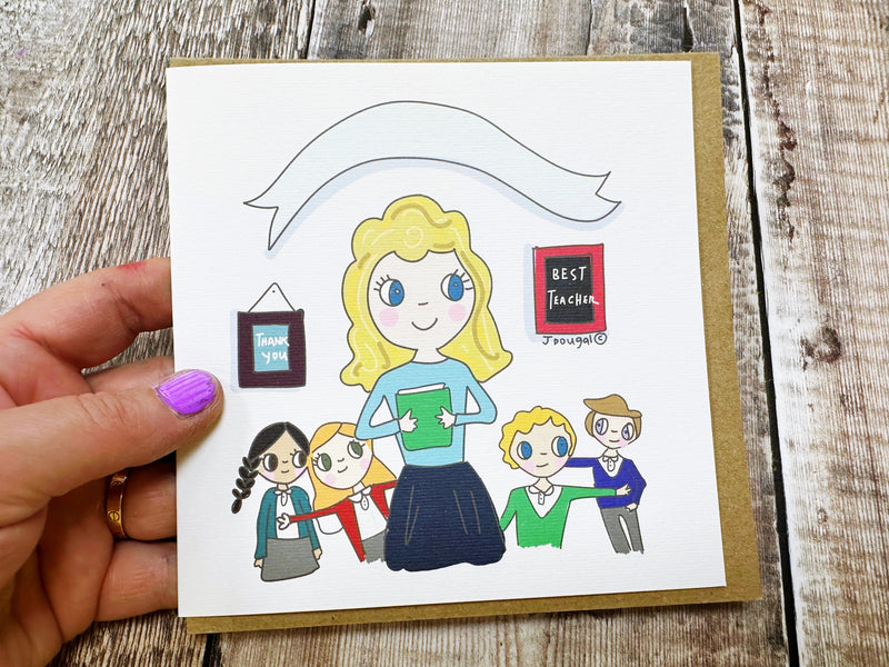 Cartoon Female Teacher Card - Personalised