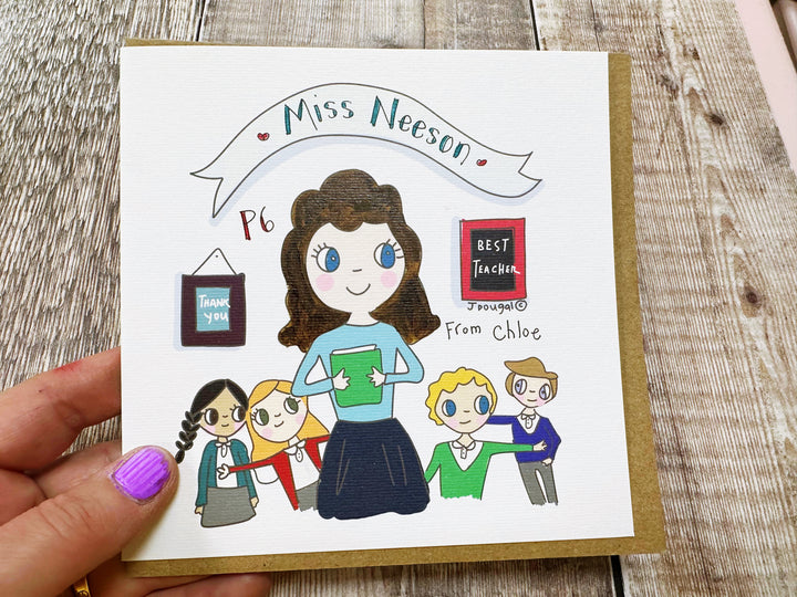 Cartoon Female Teacher Card - Personalised