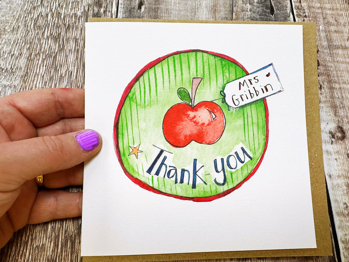 Apple Thanks Teacher Card - Personalised