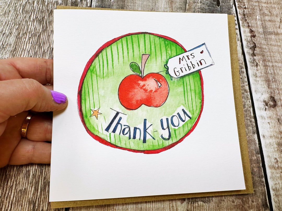 Apple Thanks Teacher Card - Personalised