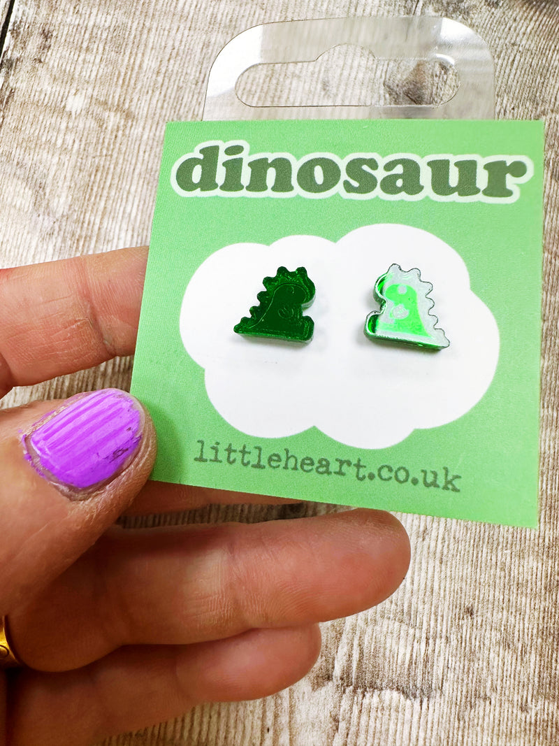Little Dinosaur Acrylic Green Earrings Hypoallergenic