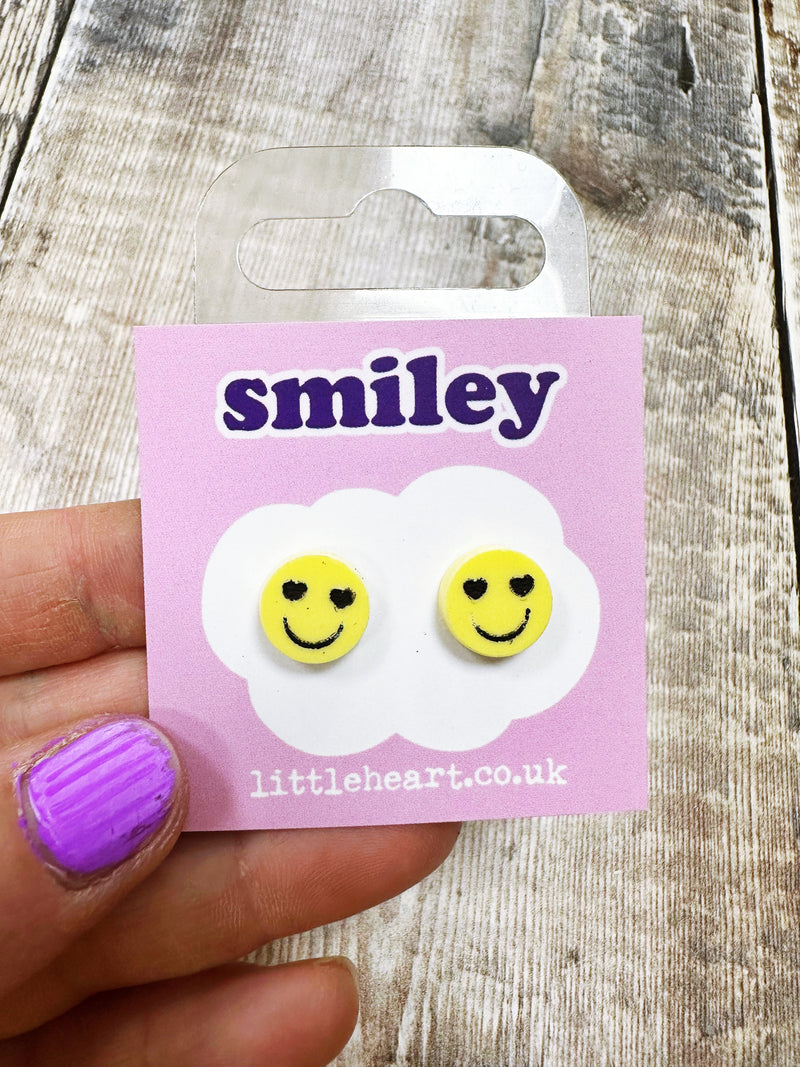 Mini Lemon Smiley Face Acrylic Stud Earrings Hypoallergenic