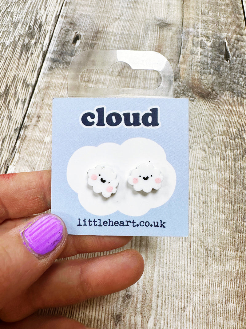 Mini White Cloud Acrylic Stud Earrings Hypoallergenic