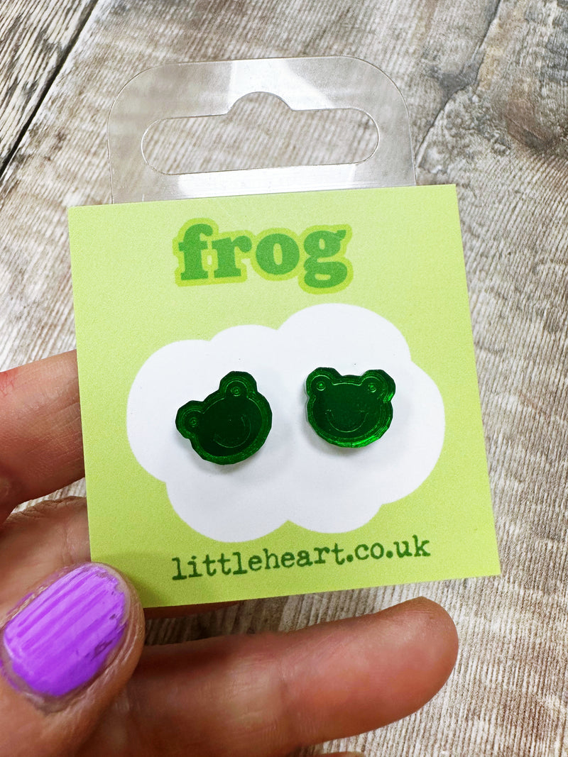 Little Frog Acrylic Green Earrings Hypoallergenic