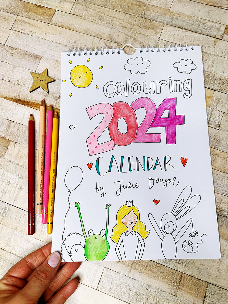 2024 Wall A4 Hanging Calendar (Colour it yourself)
