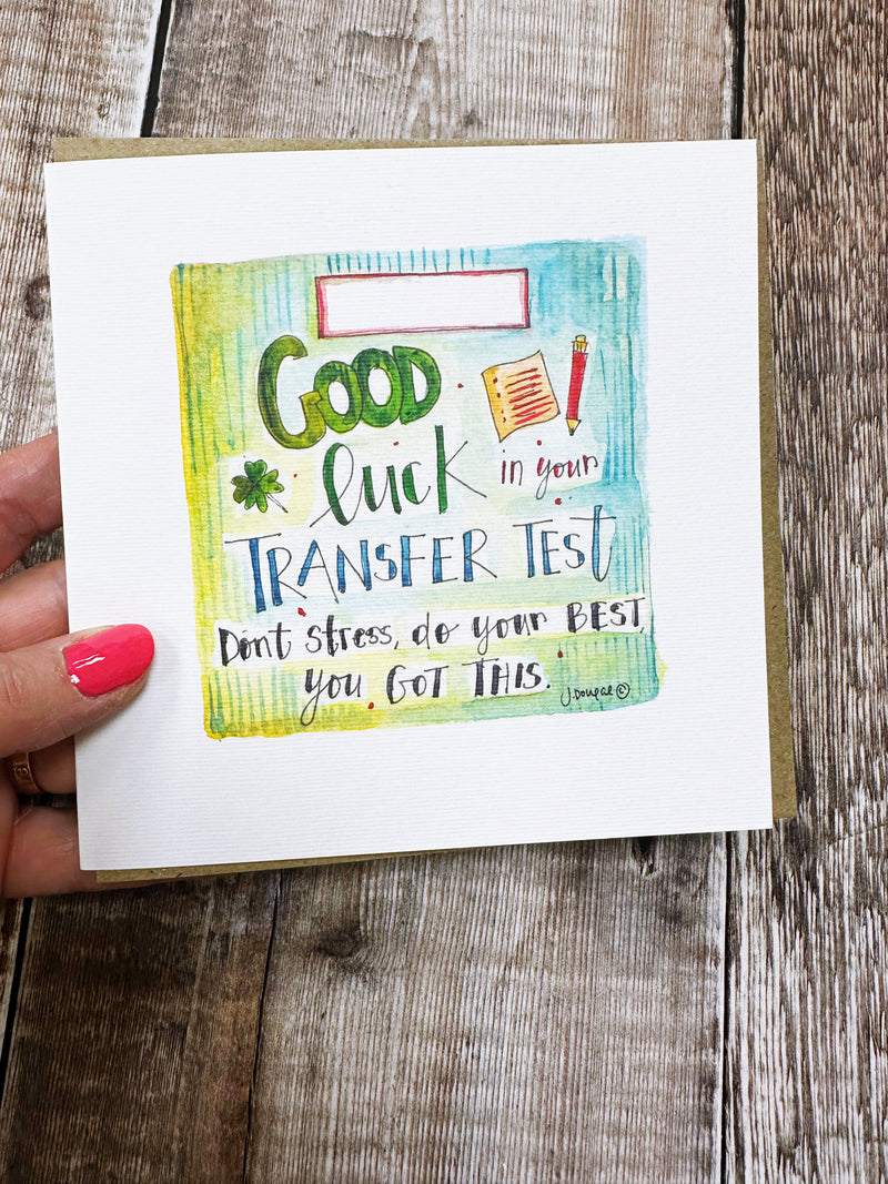 “Good Luck in your Transfer Test” Card - Personalised