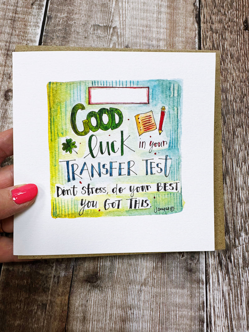 “Good Luck in your Transfer Test” Card - Personalised