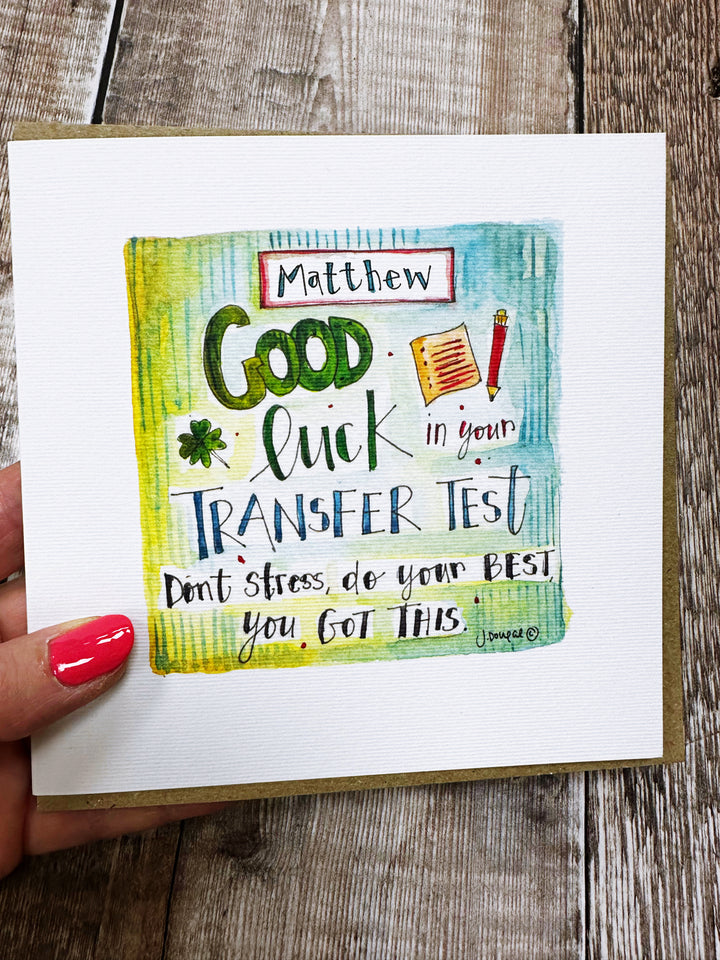 “Good Luck in your Transfer Test” Card - Personalised