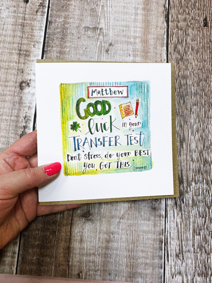 “Good Luck in your Transfer Test” Card - Personalised