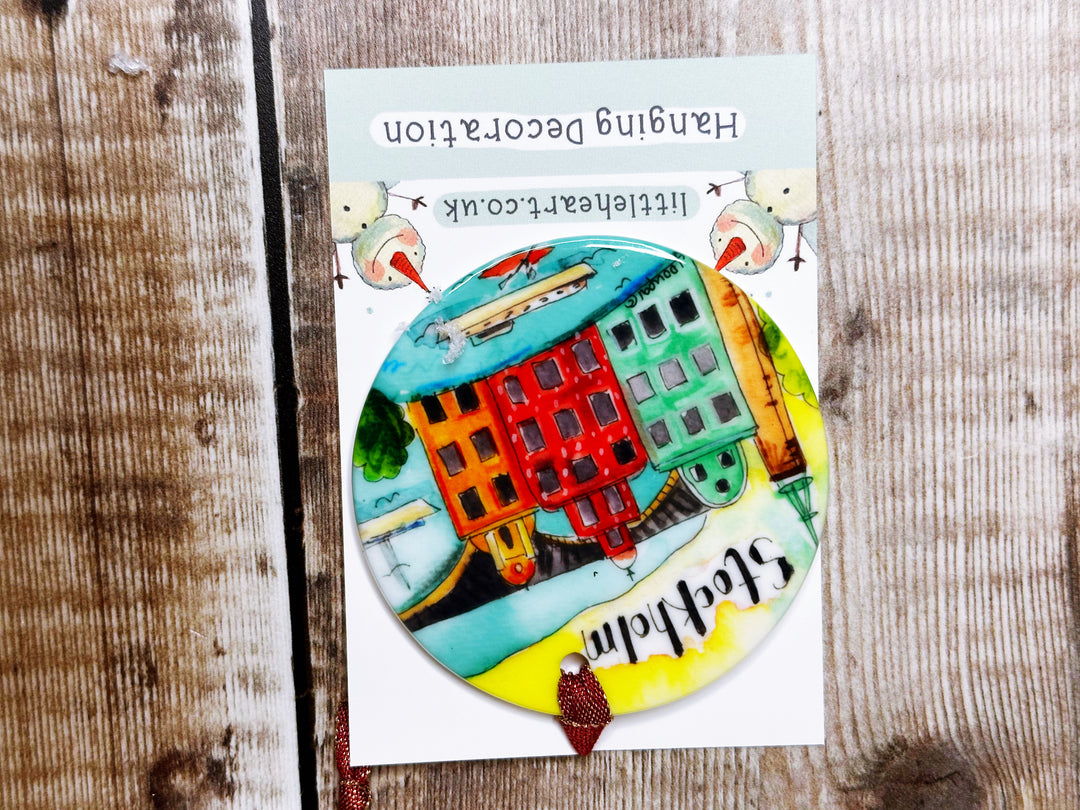 Stockholm Sweden Little Cities Hanging Ceramic decoration