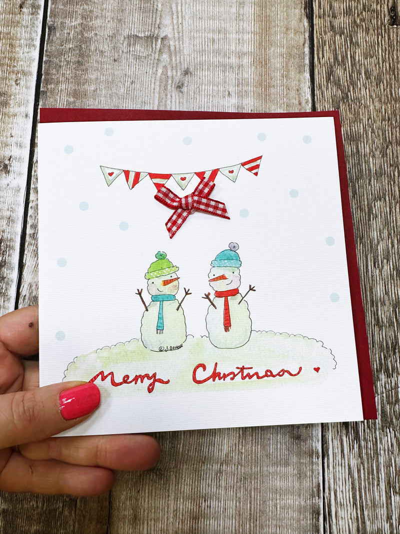 2 Snowmen Christmas Card - Personalised