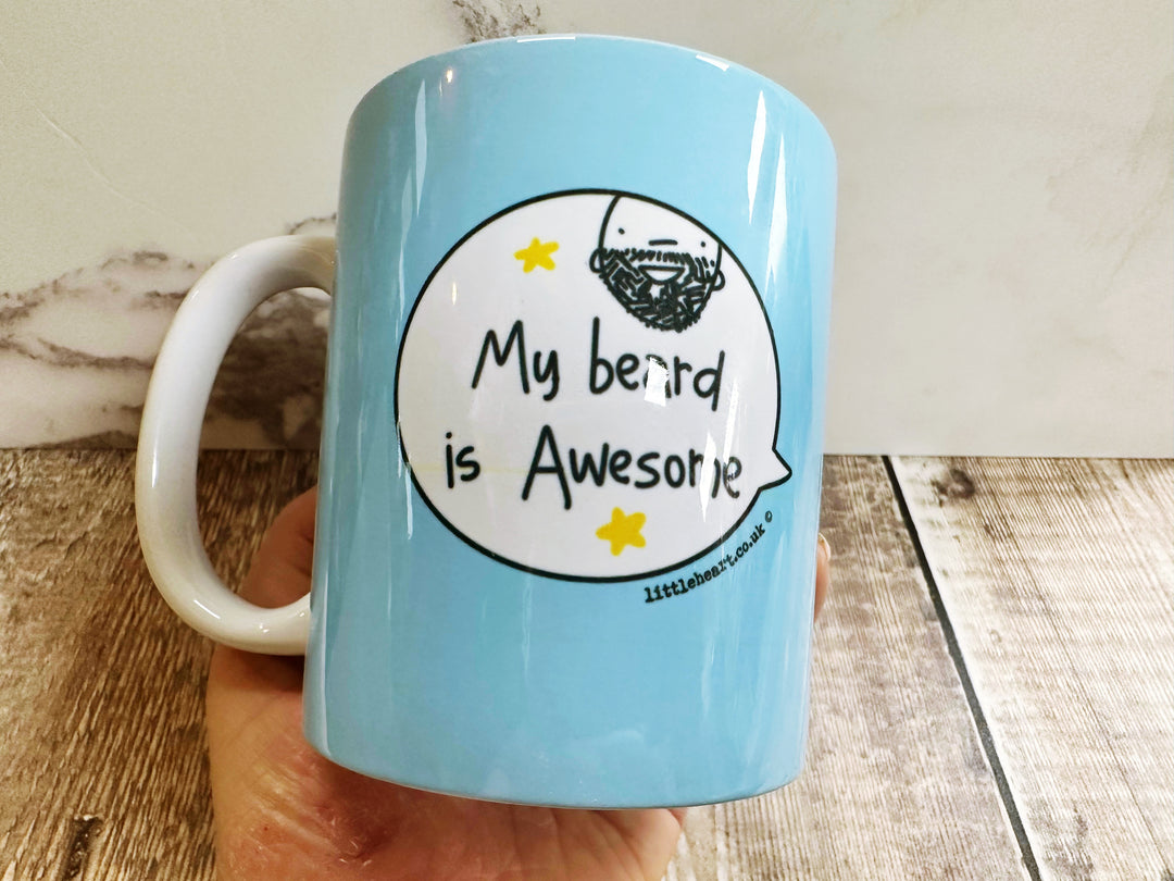 My Beard is Awesome Speech Bubbles Mug, Coaster or Badge