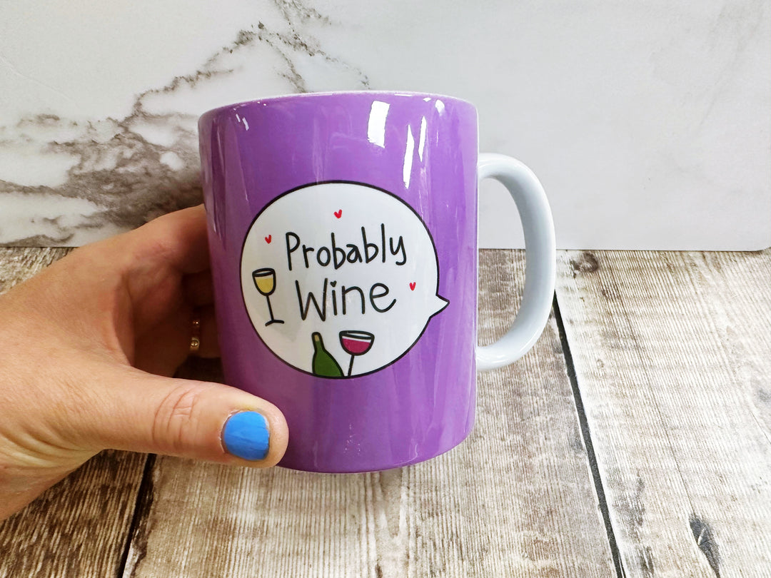 Probably Wine Speech Bubbles Mug, Coaster or Badge