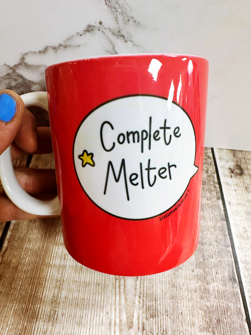 Complete Melter Speech Bubbles Mug, Coaster or Badge