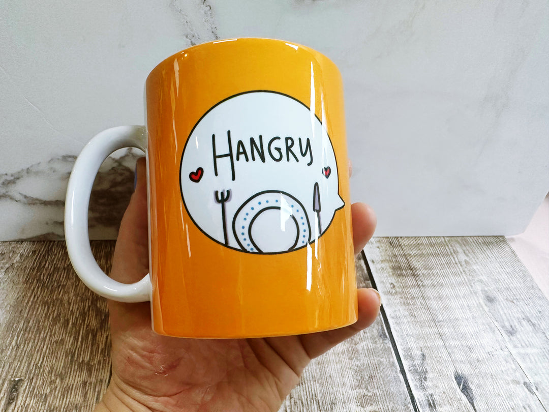 Hangry Speech Bubbles Mug, Coaster or Badge