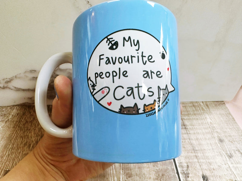 My Favourite People are Cats Speech Bubbles Mug, Coaster or Badge