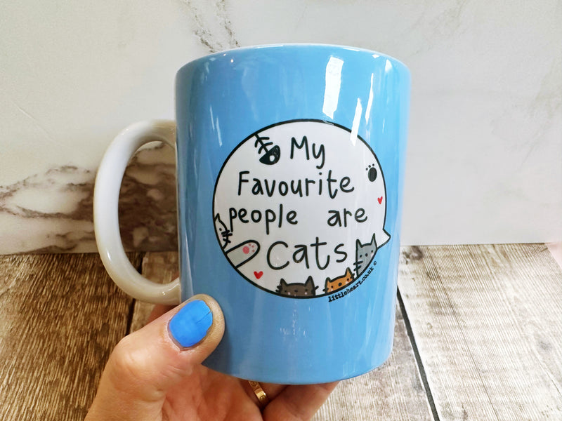 My Favourite People are Cats Speech Bubbles Mug, Coaster or Badge