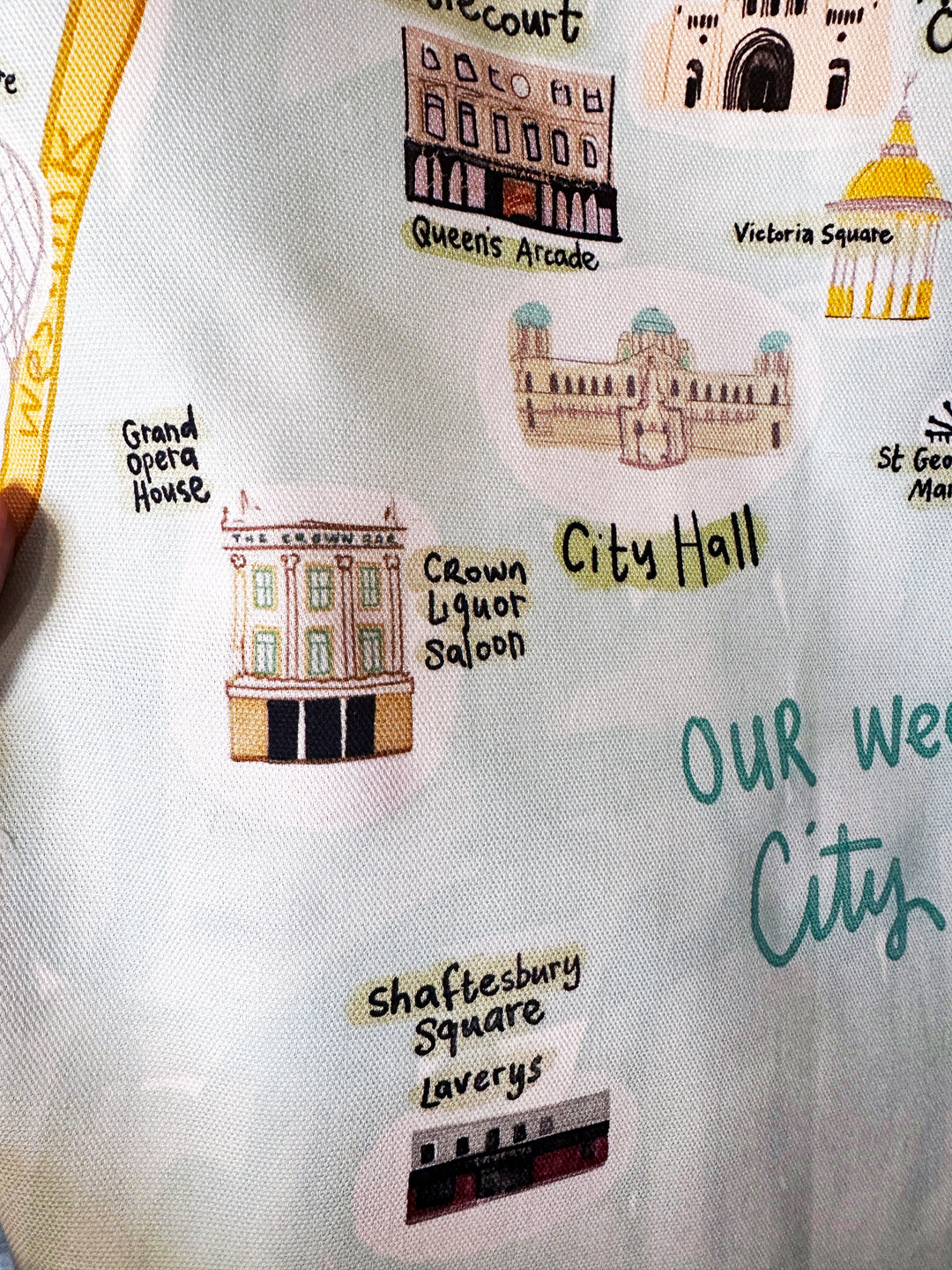 Belfast Cute Map Tea Towel