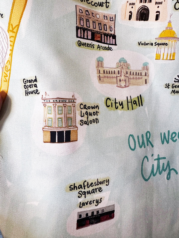 Belfast Cute Map Tea Towel