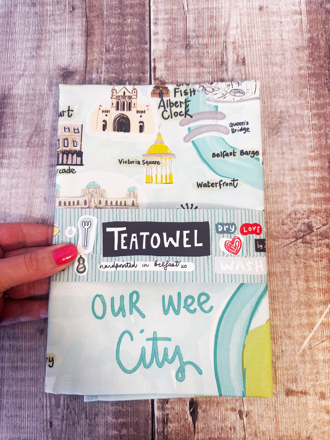 Belfast Cute Map Tea Towel