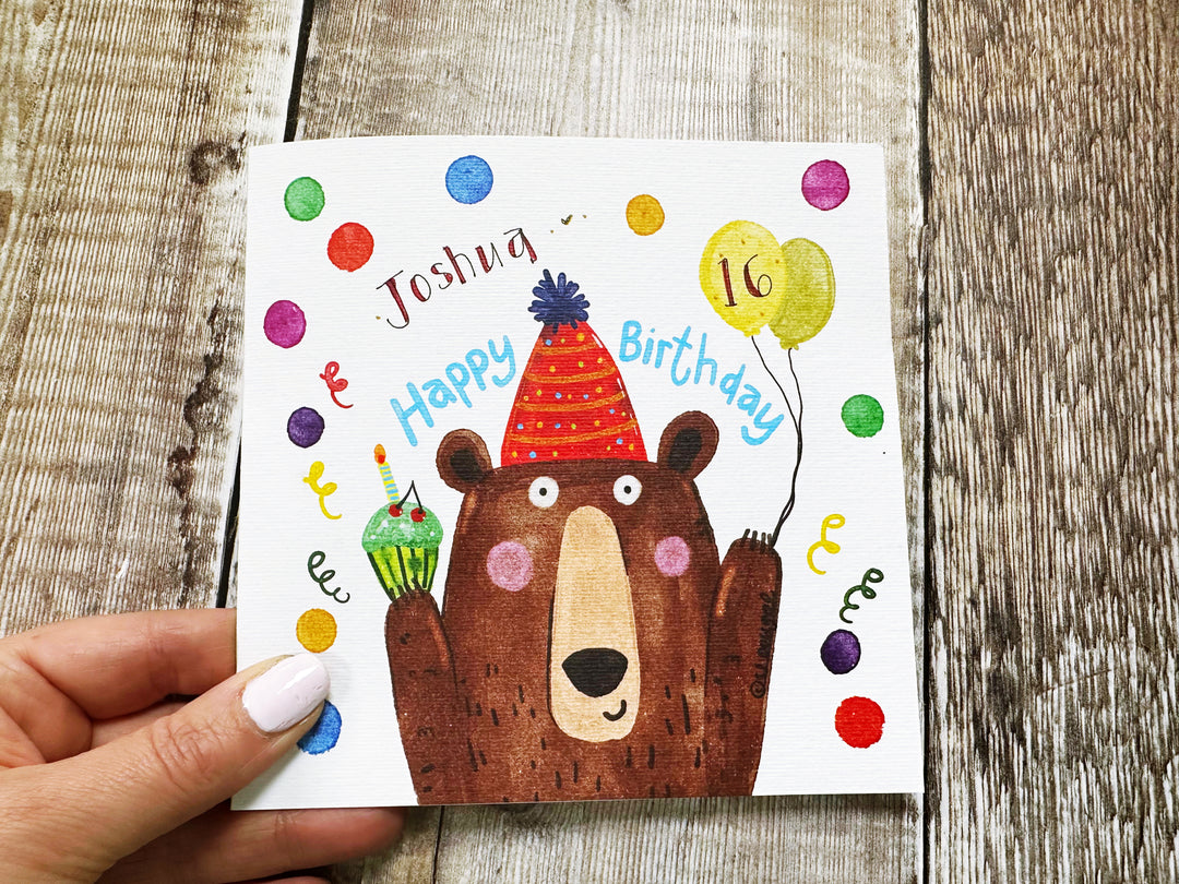 Birthday Bear Card - Personalised