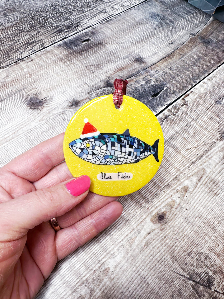 Belfast Blue Fish Christmas Ceramic Decoration