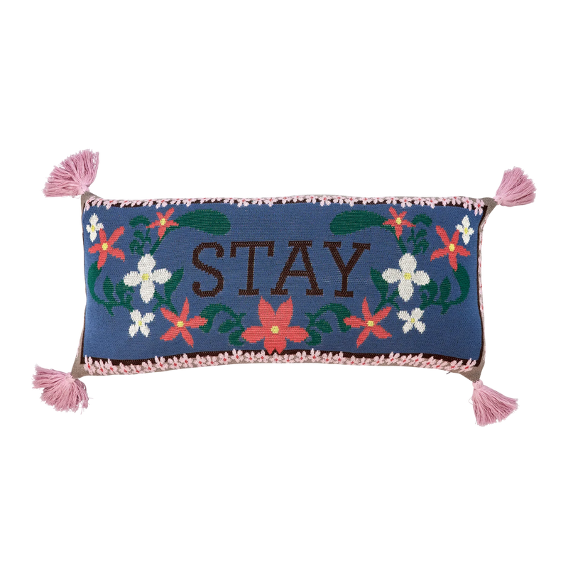 Rice by Rice Large Rectangular Cotton Cushion - Blue