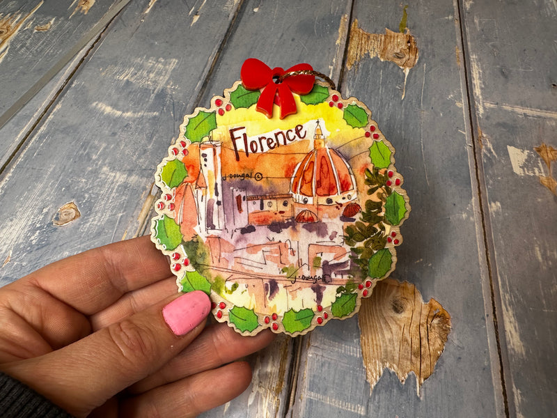 Wooden Hanging Christmas Scene Florence Italy Christmas Decoration