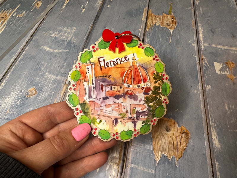 Wooden Hanging Christmas Scene Florence Italy Christmas Decoration