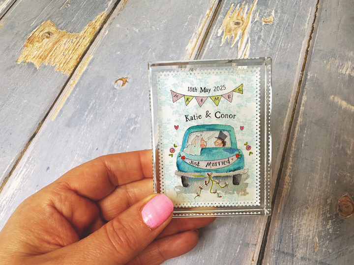 Wedding Car Personalised Glass Block Keepsake