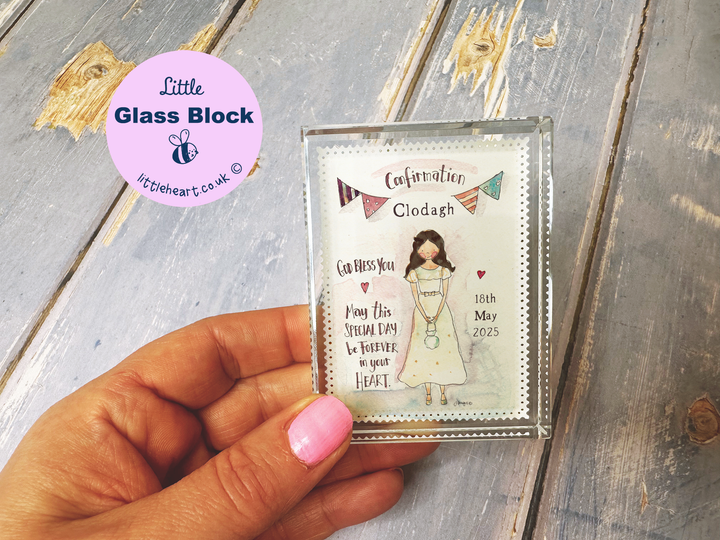 Girl Confirmation Personalised Glass Block Keepsake