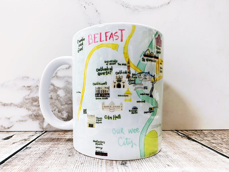 Colourful Map of Belfast Ceramic Mug 11oz