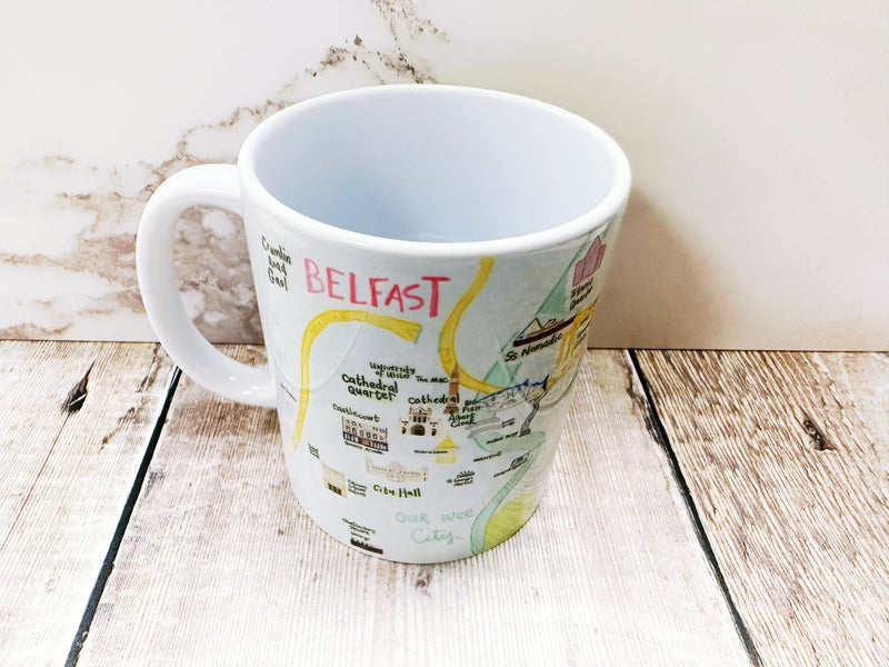 Colourful Map of Belfast Ceramic Mug 11oz