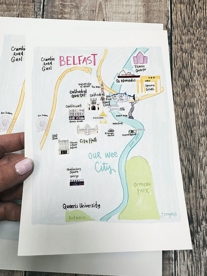 Colourful Map of Belfast Print